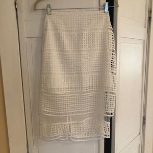 J.O.A White Lace Midi Skirt
